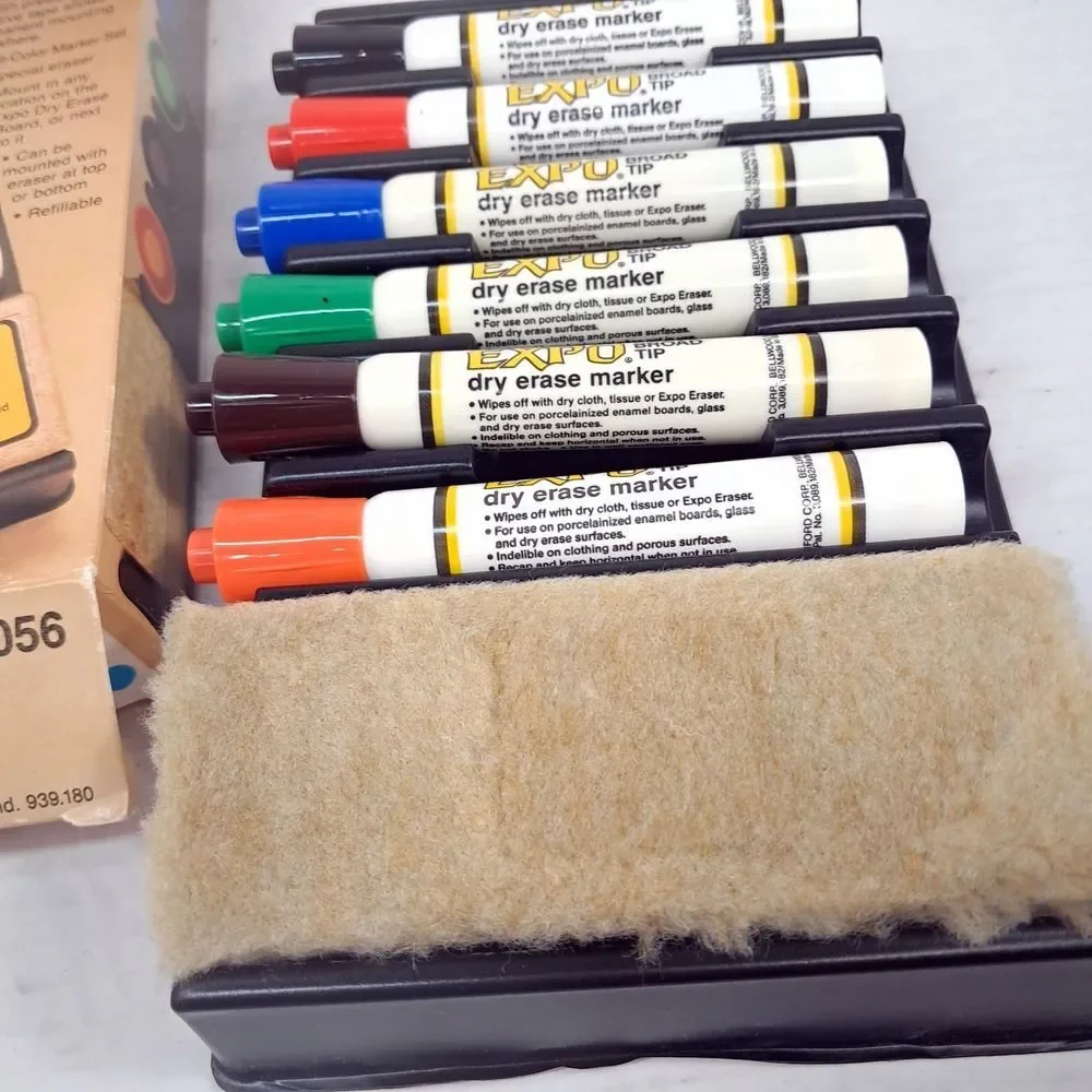 Vintage EXPO Dry-Erase Markers 6 Pack‎ Organizer Sanford 83056 Broad tip POTENT